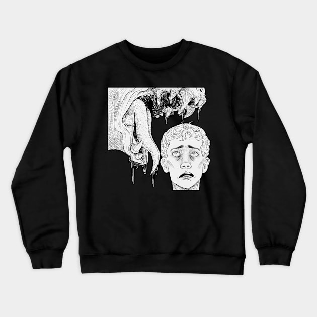 Drooling Monster Crewneck Sweatshirt by Strzmarta